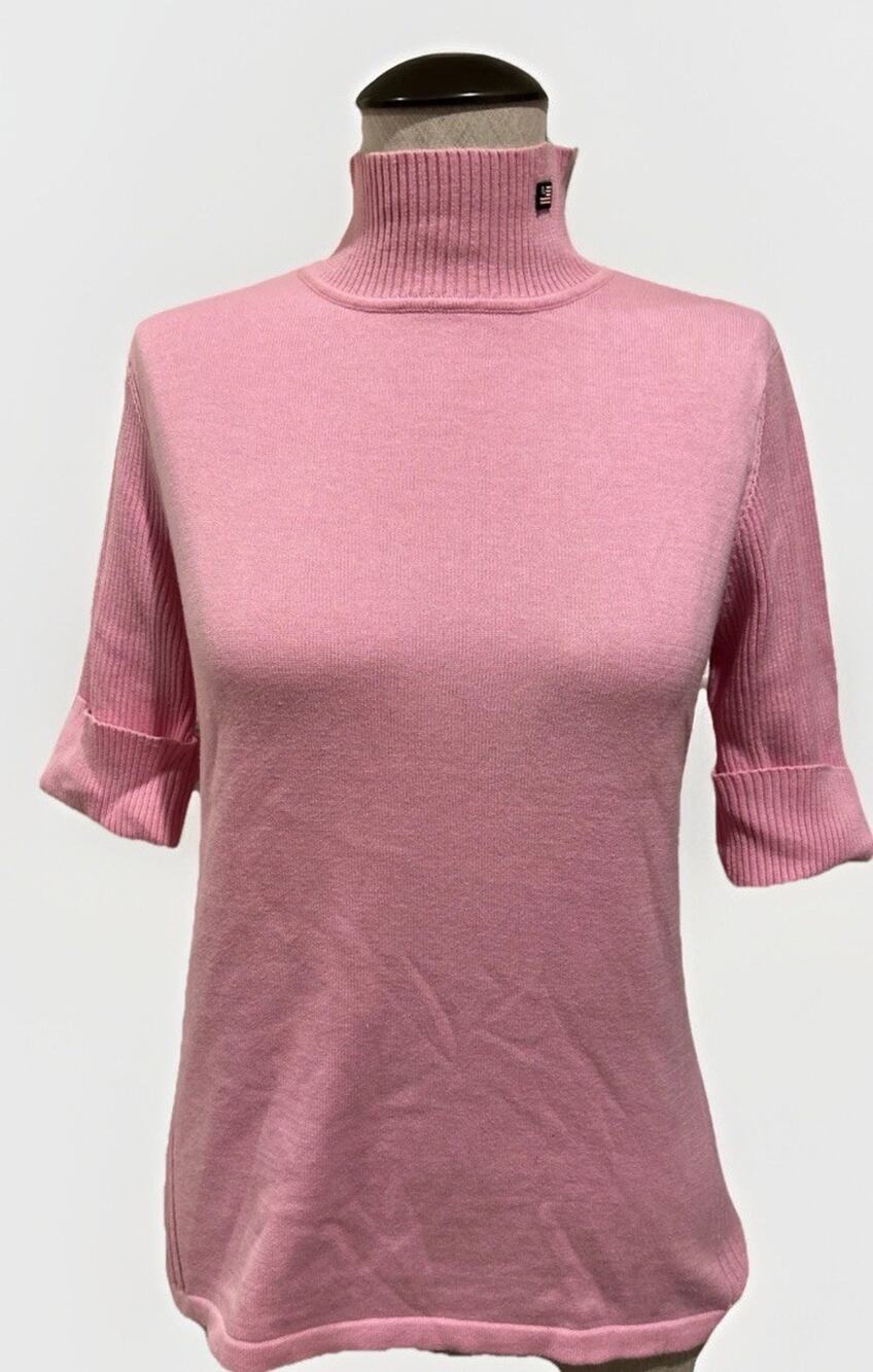 Vintage Polo Jeans Co. Ralph Lauren Womens L Sweater pink Short Sleeve Mock Neck